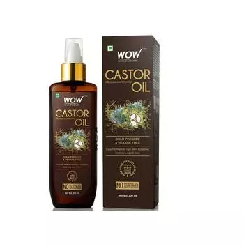 Wow Skin Science 100% чистое касторовое масло — холодного отжима — для укрепления волос, кожи и ногтей — без минерального масла и силиконов, 200 мл 200 ml