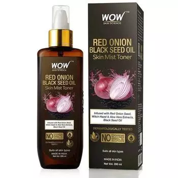 Wow Skin Science Red Onion Skin Mist Тоник с семенами красного лука, экстрактами гамамелиса и алоэ вера, маслом черного тмина - для всех типов кожи, 200 мл