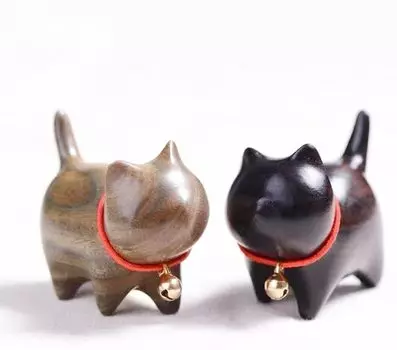 WOWTAC Cat Деревянная подарочная коробка для садоводства с изображением кошки Счастливый набор из 2 деревянных фигурок, Товары, Кот, Упаковка, Кот, (Зеленый + Эбеновое дерево)…