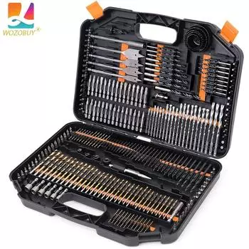WOZOBUY 246 предметов SAE Assorted Impact Tough Drill Drive Custom Case System Set для сверления и завинчивания