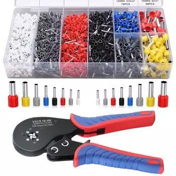 WOZOBUY Инструменты для обжима с храповым механизмом, VXC9 16-4N Клещи для обжима проводов с квадратными губками AWG 28-5 (0,08-16 мм) Щипцы для обжима наконечников