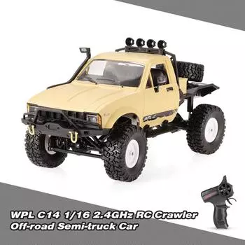 Wpl C14 1/16 2.4Ghz 4Wd Rc Гусеничный внедорожный полугрузовик с фарой Rtr жёлтый