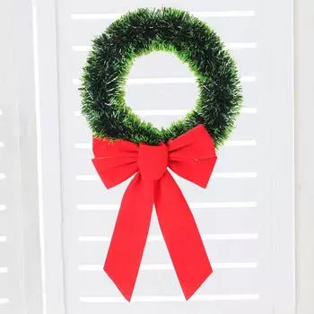Wreath Elegant Christmas With Large Bow And Jingle Bells In Festive Greenery Green Edge Wreath