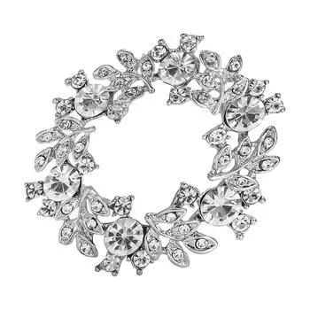 Wreath Plant Enamel Brooch Alloy Badge Fashion Accessory for Clothing Backpack and Hat Decoration Daily Casual Wear серебряный