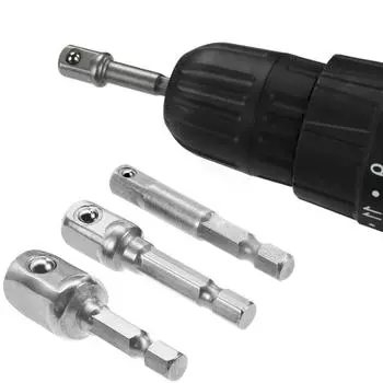 Wrench Sleeve Power Drill Socket Adapter Bits Hex Drill Nut Driver Shank 1/4 3/8 1/2 Connecting Rod Head Extension Drill Bits