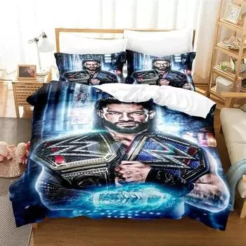 Wrestler Roman Reigns Bedding Set,Duvet Cover Comforter Bed Set Quilt Cover Pillowcase,King Queen Twin Size Boys Girls Adults 70x133cm 2pcs