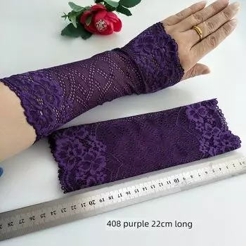 Wristband Autumn and Winter Women s Sweater Lace Short Sleeve Lace Purple(No. 408 a pair of 22cm long) XL