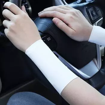 Wristband Women s Summer Wristband Gloves Ice Sleeve Sheath Ice Silk Decorative Sun Protection Oversleeve Short and Thin Tattoo Cover Scar Ice cool White (12cm) a pair S