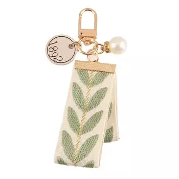 Wristlet Strap Keychain Cute Leaf Pattern Keyrings Fashion Pearl Shell Pendant Keychains for Phones Wallets Decorations A