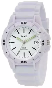 Wristwatch 10 ATM Water Resistant Date Display Easy to Read Dial Lightweight White [J-Axis] NAG50-W