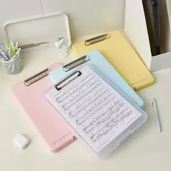 Блокнот для записей Доска с зажимом Коробка для хранения контрольной бумаги Конфетный цвет Папка для файлов формата А4 Планшет с зажимом Органайзер Канцелярские школьные принадлежности чёрный