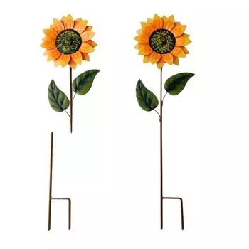 Wrought Iron Sun Flower Plug-in Courtyard Villa Lawn Gardening Landscape Decorative Stakes Vintage Dcoration жёлтый