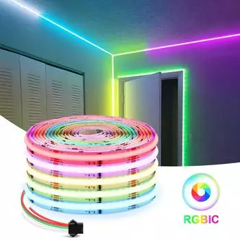 WS2811 Адресная светодиодная лента RGBIC COB, 12 В постоянного тока, WS2812B, 576 светодиодов/м, гибкая лента с высокой плотностью цвета мечты, 12 мм, FCOB COB Lights Tape 1M