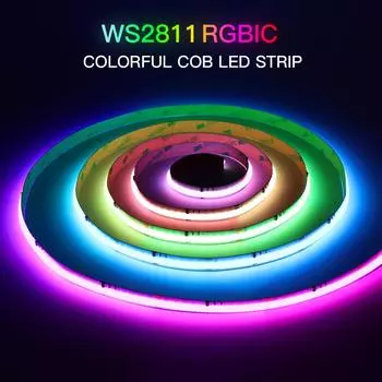 WS2811 RGBIC COB Светодиодные ленты RGB Running Dreamcolor Chasing, адресный режим потока Яркие обычные светодиодные фонари для декора комнаты 12 В 1m