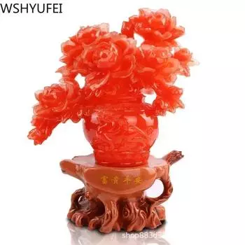 WSHYUFEI Китайский пион модель Украшения Удача Офис Украшения Дома Аксессуары Ретро Искусство Ремесло Из Смолы Свадебные подарки 22x10x29cm