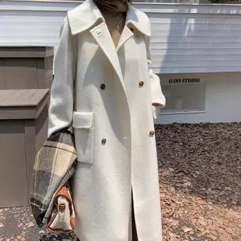 WT108 осенне-зимний новый стиль классическое повседневное универсальное шерстяное пальто женское высококлассное двустороннее шерстяное пальто S светло-бежевый