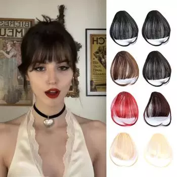 WTB Bangs Синтетический парик с бакенбардами Женский высокотемпературный химический микроволоконный бакенбарды Многоцветный воздушный парик с челкой 16CM