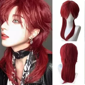 WTB Красный волчий хвост волос синтетический парик унисекс косплей мультфильм пушистый красивый красный длинный волчий хвост волос многослойный парик 45CM