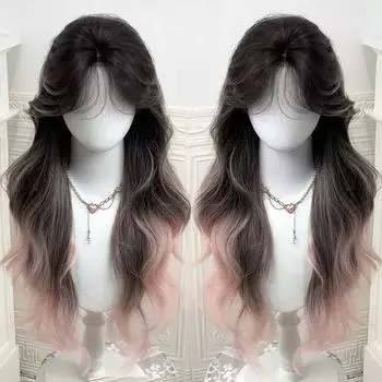 WTB Лоб кружевной синтетический парик Лолита женский натуральный пушистый длинный вьющийся парик с челкой для ежедневного косплея на рождественскую вечеринку 60cm