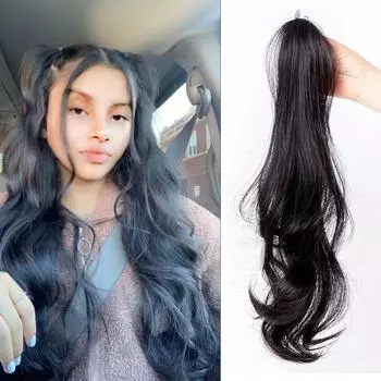 WTB микрокудрявый конский хвост, синтетический парик с заячьими ушками, двойной хвостик с маленькой ручкой, ультра-легкий натуральный пушистый хвостик