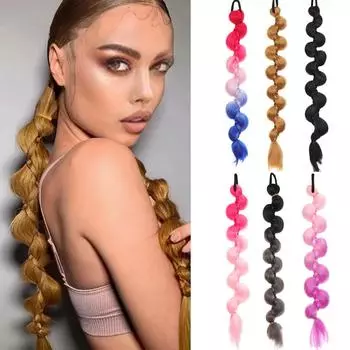 WTB парики Синтетические красочные хвостики для наращивания волос Хип-хоп Боксерские косы Дреды Длинная закрученная коса Конский хвост с резинкой