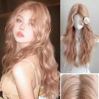 WTB Powder Gold синтетический парик женский легкий и элегантный длинные волнистые волосы с челкой косплей рождественская вечеринка Лолита парик 75cm