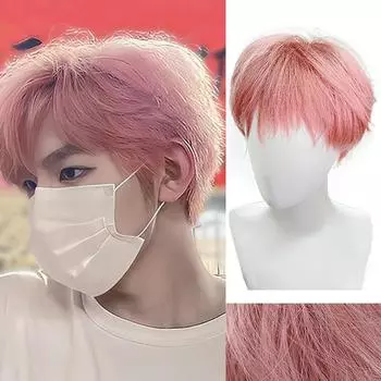 WTB розовый короткий прямой синтетический парик унисекс ежедневный детский пушистый косплей мультяшный парик розовый короткий прямой парик 10CM