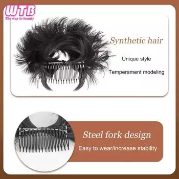 WTB Шиньон Парик Женский Беспорядочный Пушистый Кольцо Для Волос Расческа Регулируемый Поддельный Пучок Кольцо Для Волос Головной Убор Для Женщин