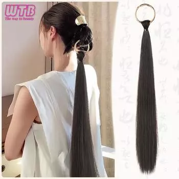 WTB синтетический длинный прямой хвост висит кольцо парик хвост женский мягкий темперамент наращивание волос парик хвост коса