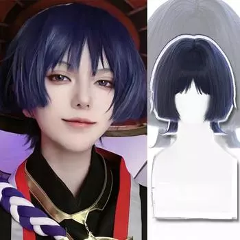 WTB синтетический парик Game Genshin Impact Balladeer-Wanderer косплей мультяшный парик пушистый шелковистый мелированный короткий парик 35CM