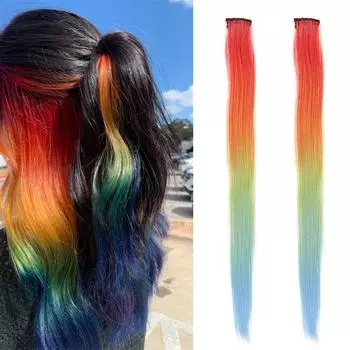 WTB синтетический парик кусок женский градиентный цвет натуральный невидимый патч цельный бесшовный радужная накладка для волос 55CM