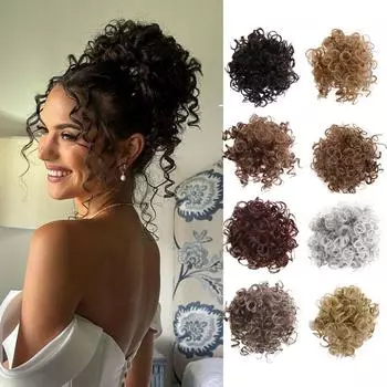 WTB синтетический парик маленький кудрявый мешок для волос завязка пушистый грязный контракт эластичная сетка завязка хвост парик 25CM