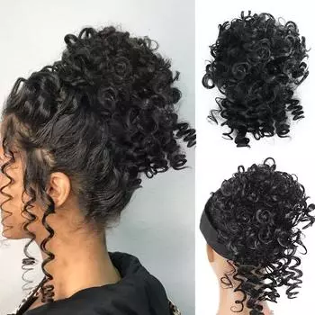 WTB Синтетический парик Pulling Rope Small Roll Bun для женщин, волнистые, пушистые, грязные, с завитками, с завитками, парик Pulling Rope Small Roll Bun для женщин 30CM