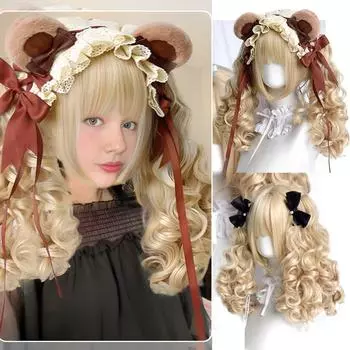 WTB синтетический женский парик платиновый римский ролл ретро Лолита клип римский ролл двойной хвост полная голова косплей вечеринка парик 40cm