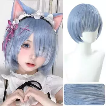 WTB Синтетический парик Re: Жизнь в ином мире с нуля-Rem/Ram Gemini Maid Косплей Розовый и голубой Короткий Прямой Парик Для Вечеринки 30CM