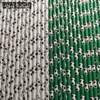 WTEMPO 100pcs Football Straw Ball Game Disposable Paper Straw Hawaii Party Decoration Straw Disposable Straws 100pcs белый