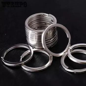 WTEMPO 100PCS Simple Silvery Stainless Steel Key Rings Flat Iron Rings Car Key Rings Key Rings DIY Jewelry Multi-function Thick Rust-proof Key Rings 2.5cm*100pcs серебряный