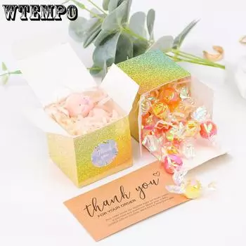WTEMPO 10 шт 10x10x10 см креативные квадратные бумажные коробки для конфет, печенья, шоколада, самодельные мини-коробки для упаковки, свадебные праздничные подарочные коробки для вечеринок 10pcs золотой