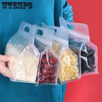 WTEMPO 10 шт 30*8*23 см прозрачные самозапечатывающиеся самоподдерживающиеся пакеты плотные ручные герметичные пакеты для сохранения свежести многоразовые пакеты для хранения продуктов 10pcs*30*8*23cm