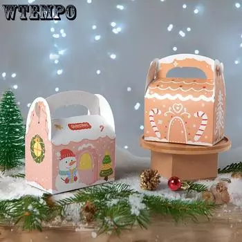 WTEMPO 10 шт 7*11*13 см красочные печатные рождественские граффити ручные коробки для конфет фестиваль праздничные вечеринки клуб креативные складные подарочные коробки 10pcs хаки