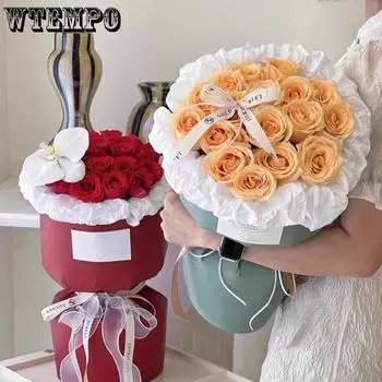 WTEMPO 10 шт. нежная круглая/изогнутая бумага для букетов быстрая оберточная бумага принадлежности для букетов подарочная упаковочная бумага бумага для цветов 10pcs