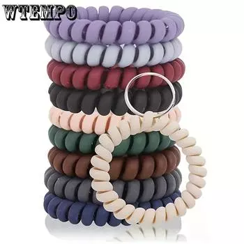 WTEMPO 10 шт. однотонных пружинных браслетов с кольцами для ключей, матовые браслеты, брелки, спиральные брелки, браслеты, подходят для занятий йогой, спортом, путешествиями 10pcs синий