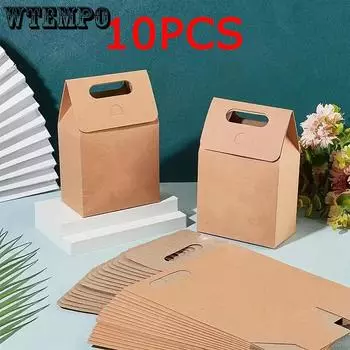 WTEMPO 10 шт. подарочные пакеты из крафт-бумаги, складные откидные чехлы, подарочные упаковочные пакеты, сделай сам, креативные повседневные вещи, оберточная бумага, сумки 10pcs белый