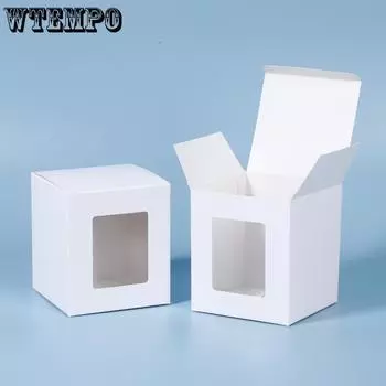 WTEMPO 10 шт. прозрачных кружек с окошком, подарочные коробки, небольшие подарочные упаковочные коробки, идеально подходят для выпускного, дня рождения, Дня святого Валентина, вечеринки 10pcs белый