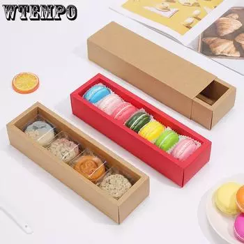 WTEMPO 10 шт. ретро-коробки для печенья в стиле крафт-бумаги, упаковка для конфет макарон, шоколада, подарочные коробки 10pcs красный