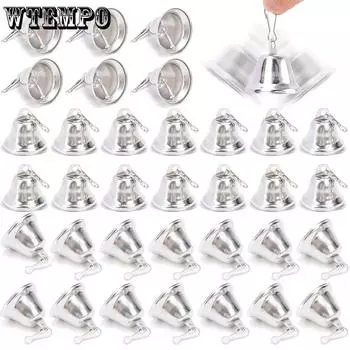 WTEMPO 10 шт. колокольчиков для рукоделия, однотонные металлические мини-подвесные колокольчики с пружинными крючками для изготовления колокольчиков для дома, свадебных украшений 10pcs серебряный