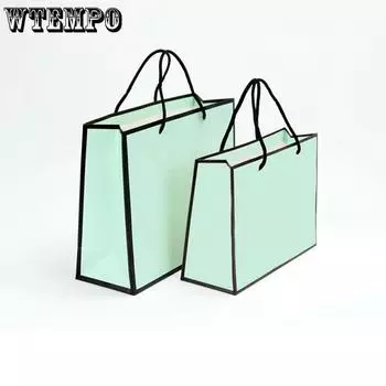 WTEMPO 10 шт. Простые бумажные сумки большой вместимости, креативные подарочные пакеты, сумки для покупок, подходящие для дня рождения, свадьбы, вечеринки, Хэллоуина, Рождества, Нового года 10pcs*32*11*26.8cm зелёный