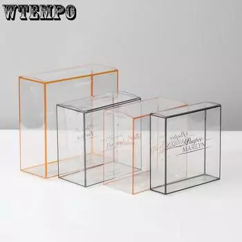 WTEMPO 10pcs Transparent Packaging Boxes Clear Plastic Portable Foldable Cake Boxes Durable Presentation Boxes for Candy and Desserts 10pcs