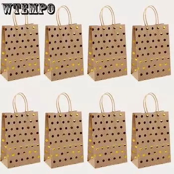 WTEMPO 12 шт. 6*11*15 см рождественские/новогодние подарочные пакеты с круглой горошинкой, портативные складные бумажные подарочные сумки, креативные праздничные подарочные упаковочные пакеты 12pcs*6*11*15cm чёрный