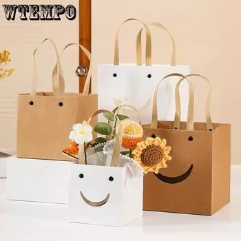 WTEMPO 12 шт 10*10*10 см подарочные пакеты для свадебной вечеринки, креативные небольшие сумки для букетов, бумажные пакеты из крафт-бумаги, идеально подходящие для Рождества/Нового года 12pcs*10*10*10cm хаки
